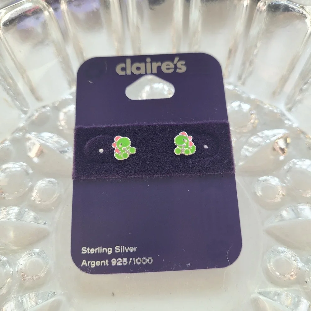 Sterling Silver Baby Mini Dinosaur post studs earrings 925 Claire's NEW CUTE‎